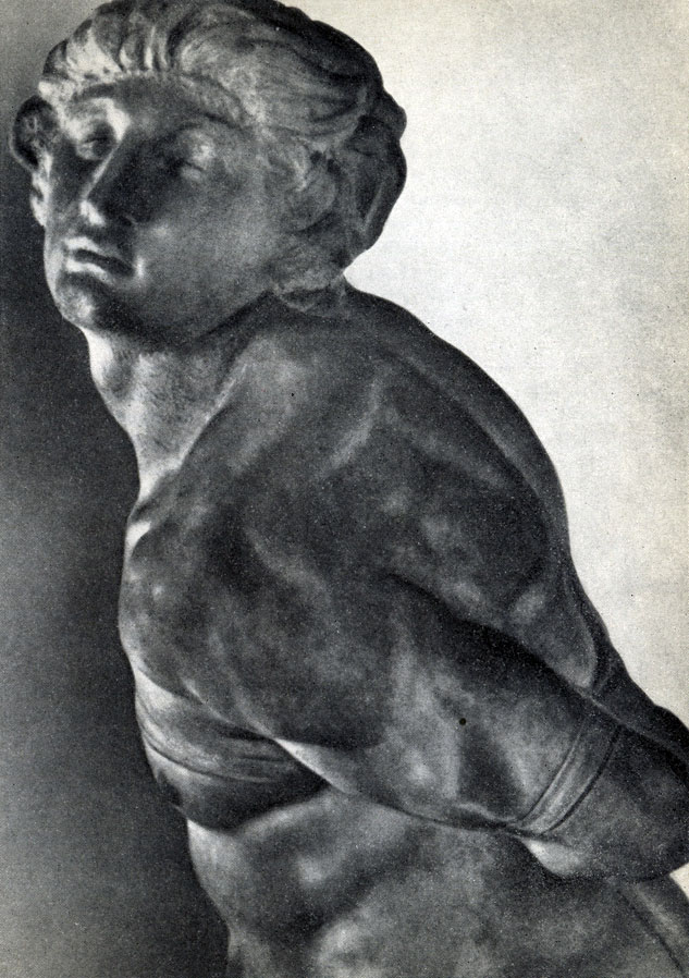 Микеланджело.  Скованный  раб. Фрагмент.  1513  г.