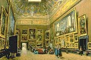 Джузеппе Кастиглион. 'Salon Carre'. Изображен музей Лувр в 1865 году.